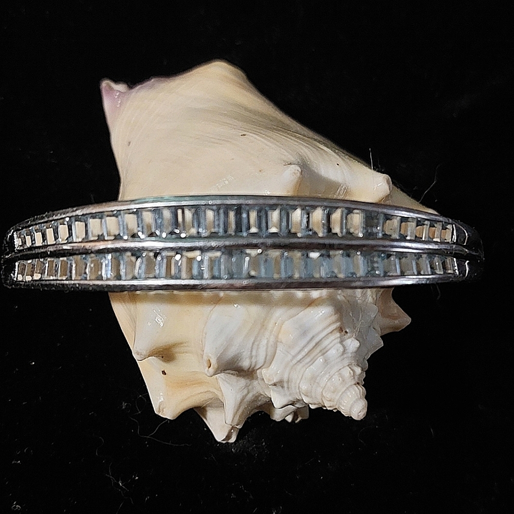 7" Sterling Silver Aquamarine bangle bracelet